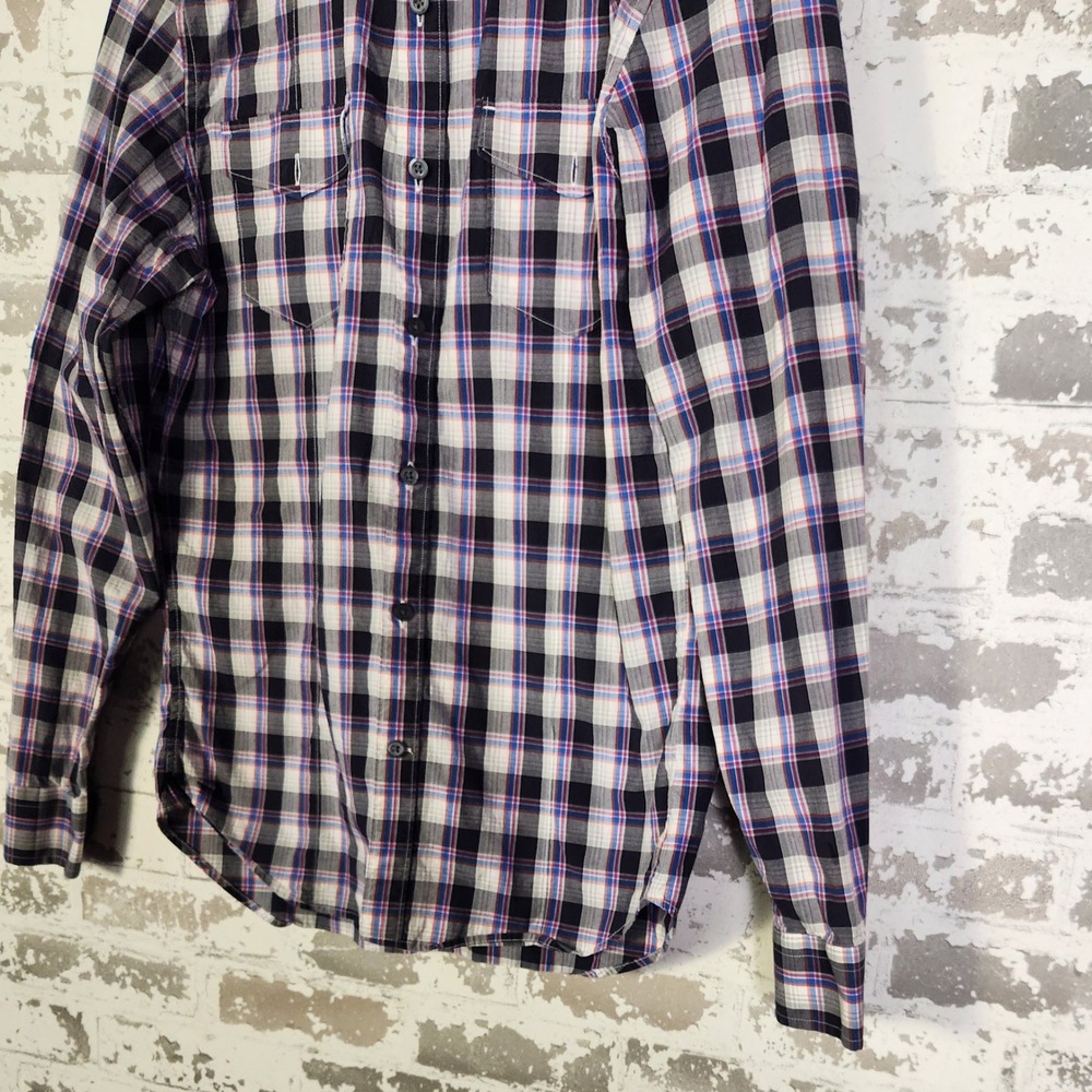 Banana Republic Slim Fit Plaid Long Sleeve Button Down Shirt Men's Medium Purple - Picture 7 of 16